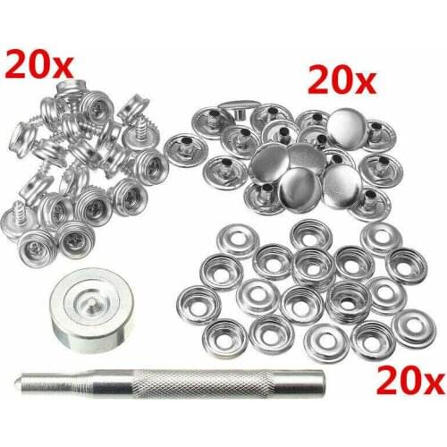 62pcs Snap Fastener Buttons Screws Studs With Storage Box For Tarpaulin Tent Boat Cover Stainless Steel Repair Kit