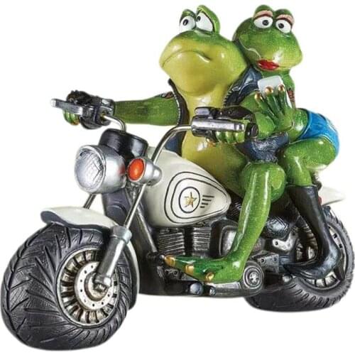 Garden Sculpture Funny Motorcycle Frog Sculpture Frog Ornament Stone Garden Yard Art For Outdoors Yard Indoor Decoration