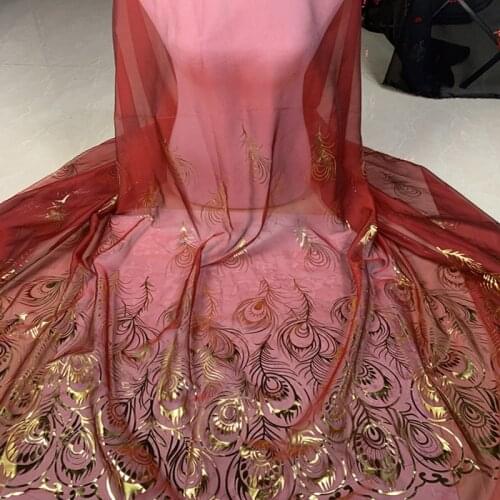 Stage Dancing Dress Chiffon Peacock Feather Bronzing Cosplay Flowing sewing wedding costume DIY 1M