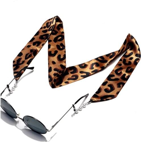 New Trendy Leopard Simulated Pearls Eyewear Cord Holder For Women Tortoiseshell Silk Cloth Mask Chain Sunglasses Lanyard Straps