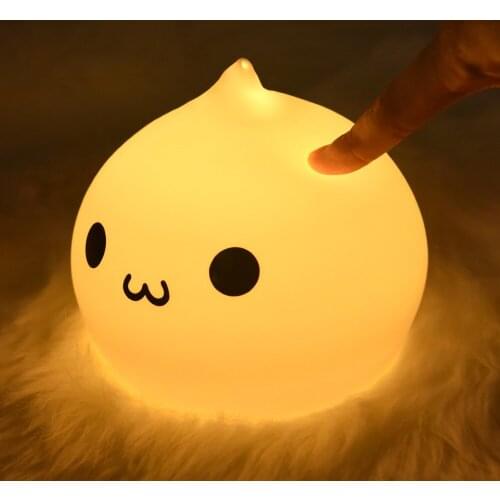LED Night Light Wireless Touch Sensor 7 Colors Battery Waterdrop Silicone Bedroom Lamp Soft Toy for Children Baby Christmas Gift