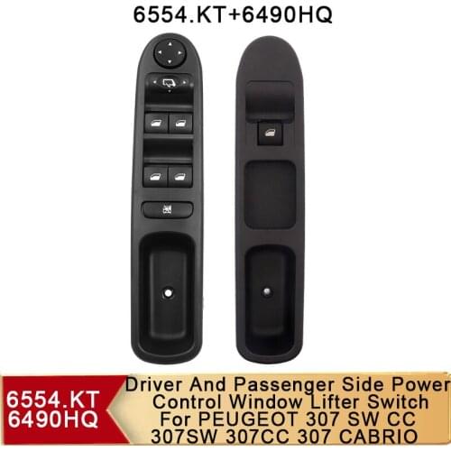 Driver And Passenger Side Power Control Window Lifter Switch For PEUGEOT 307 SW CC 307SW 307CC 307 CABRIO 6554.KT 6490HQ 6554KT