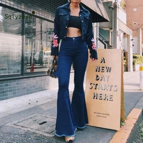 High Waist Jeans Sexy Flare Denim Trousers Women Fashion Push Up Bell-Bottoms Pocket Long Pants Streetwear Bodycon Plus Size