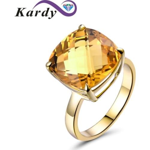 Antique Vintage 9.67ct Natural Citrine Crystal Gemstone 14K Yellow Gold Wedding Promise Engagement Womens Band Ring Set