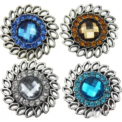 10pcs/lot Snap Jewelry Buttons Rhinestone Snap Button Fit 18mm Snap Bracelets Women DIY jewelry