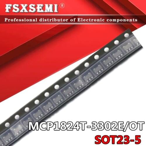 10pcs MCP1824T-3302E/OT SOT23-5 MCP1824T SOT23 MCP1824T-3302E IC MCP1824T-3302 REG LDO 3.3V 0.3A SOT LDO voltage regulator IC