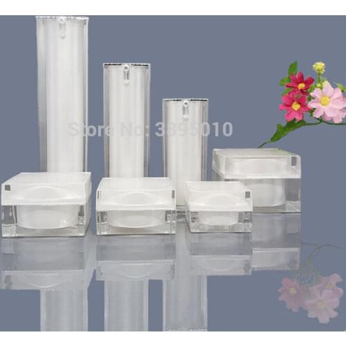 15g,30g 50g 15ml 30ml 50ml, Pearl White Acrylic Cream Jar Gold Top Empty Cosmetic Container Jar Lotion Pump Bottle F923