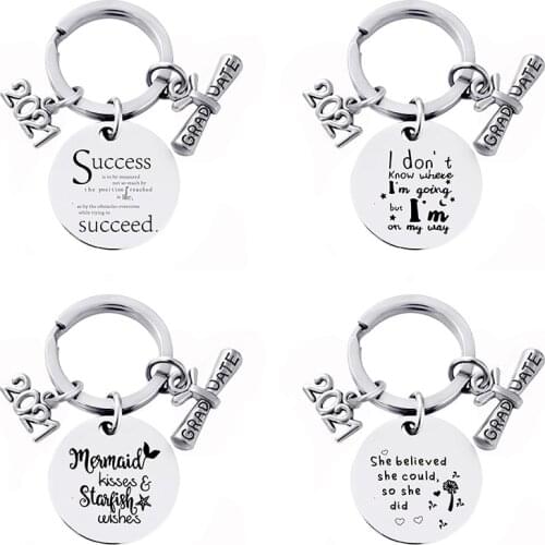 2021 High School University Graduation Ceremony Souvenir Graduation Season Pendant Gift Stainless Steel Metal Keychain Gift