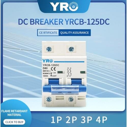 Interruptor de circuito MCB 2P 100A 125A DC 600V para el interruptor principal de la batería del sistema PV
