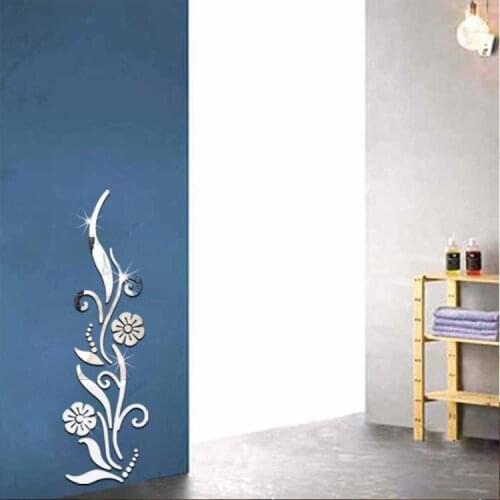 3D creative flower vine mirror wall stickers acrylic stickers living room background decorative mirror