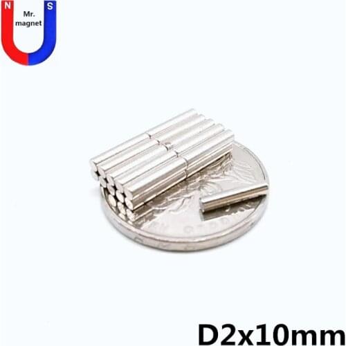 50pcs 2x10 strong magnet D2*10mm Mini small magnetic bar magnets 2x10 mm neodymium magnet powerful permanent round NdFeB