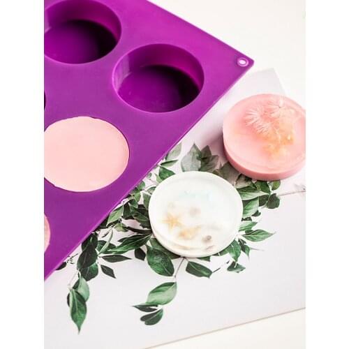 6PCS Round Shape Candle Silicone Soap Making Mold Chocolate Candy Chiffon Mousse Cake Decorating Fondant Food Grade Baking Tools