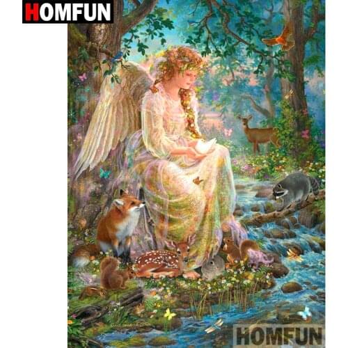 HOMFUN 5D DIY Diamond Painting Full Square/Round Drill "Angel girl" Embroidery Cross Stitch gift Home Decor Gift A09003