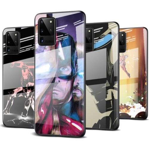 Tempered Glass Cover Iron Man Mecha Marvel For Samsung Galaxy S20 FE S10e S10 S9 S8 Ultra Plus Lite Plus 5G Phone Case