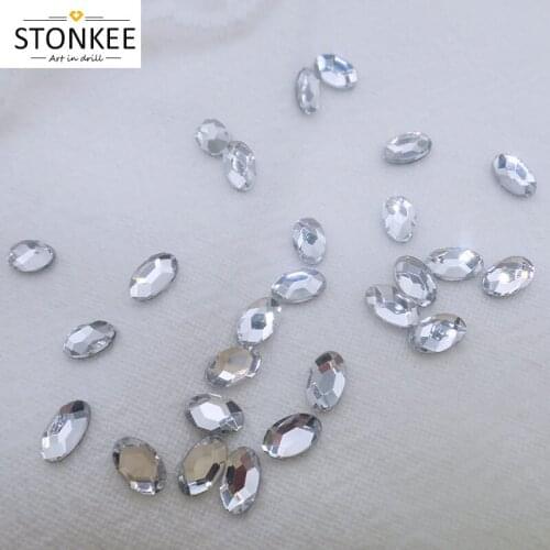 Hot fix stone NEW OVAL Shaped Rhinestone CRYSTAL&AB COLOR
