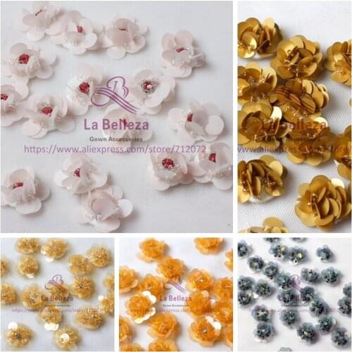 La Belleza 5 colours pearls/rhinestones 3D flowers 2cm diameter 20PC/lot