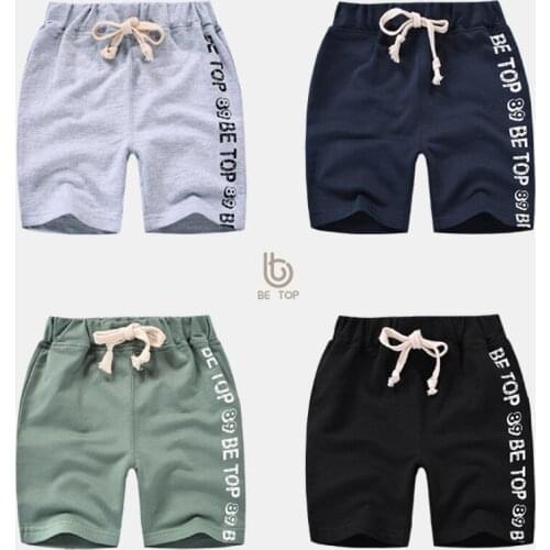 Summer shorts for boys 1-9T kids pure cotton letter design knee length pants children elastic waist beach pants sport trousers