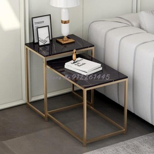 Living Room Sofa Side Cabinet Small Tea Table Square Table Simple Side Table Side Table Marble Retractable Side Table Light Luxu