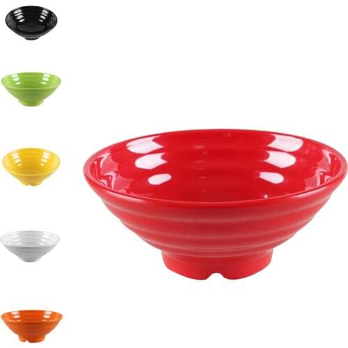 Easy Grasp Melamine Plastic Large Noodles Bowl Skidproof Striated Soup Food Storage 6 Colors Select