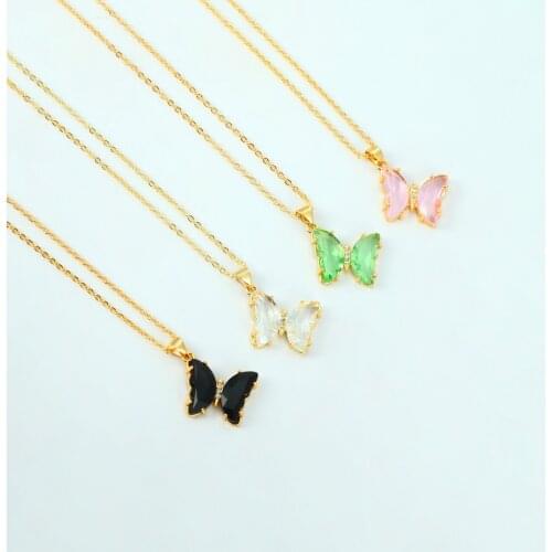 Fashion colorful butterfly pendant women‘s necklace INS charm insect pendant choker jewelry for women birthday gifts