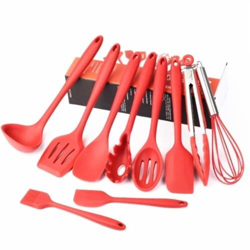 10 Pcs Heat Resistant Silicone Cookware Set Kitchen Utensils Kit Spatula Brush Baking Tool Kitchen Accessories