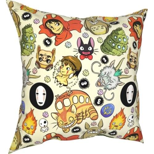 Faces My Neighbor Totoro Pillowcase Printed Polyester Cushion Cover Decoration Studio Ghibli Pillow Case Cover Home 40X40cm