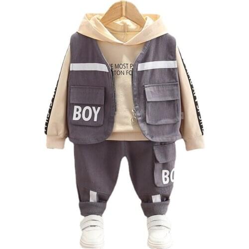 New Spring Autumn Baby Girl Clothes Suit Fashion Children Boys Hoodies Vest Pants 3Pcs/Set Toddler Sports Costume Kids Tracksuit