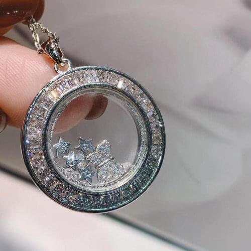 White Zircon Round with Butterfly shape Pendant Necklace Link Chain Choker Necklace For Women Wedding Bijoux Wholesale D1414