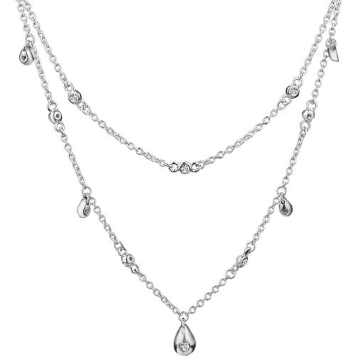 Chandelier Droplets Necklace 100% 925 Sterling Silver Fine Jewelry Free Shipping
