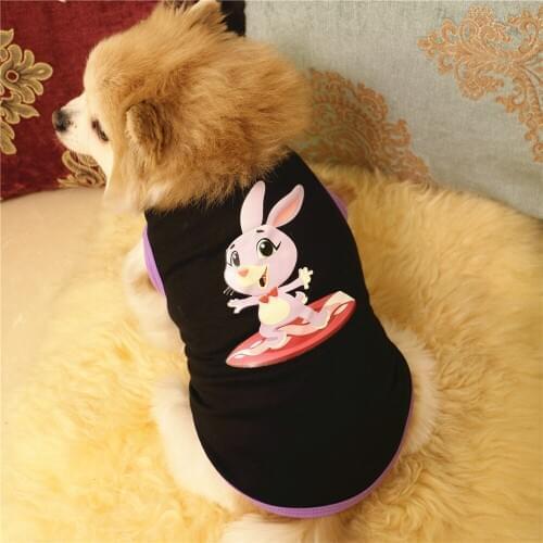 Easter Puppy Bunny Clothes Black Tank Top Small Dog Sleveless Shirt Rabbit Pattern Cotton Vest Coat for Teddy Corgi Chihuahua