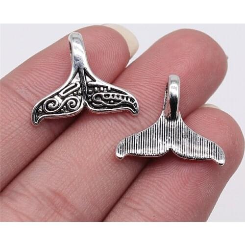 Tristana 20pcs 20x17mm Antique Silver Color Whale Tail Charms Pendant For Jewelry Making DIY Jewelry Findings
