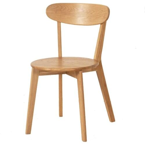 Solid wood dining chair, oak stool, log milk tea chair, dining room, leisure office, backrest, cow horn chair