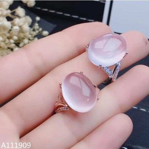 KJJEAXCMY boutique jewelry 925 sterling silver inlaid Natural Pink crystal Furong stone ring female models support detection