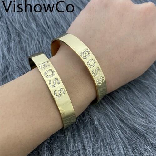VishowCo Name Bangle Bar Bracelet Custom Name Personalized Bracelets Letter Name Bangle For Women Best Friend Gifts