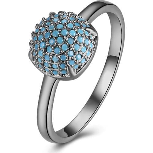 New Fashion Female Black Ring Jewelry Vintage CZ Blue Stone Claw Bead Charms Wedding Bands Promise Ring For Women Birthday Gifts