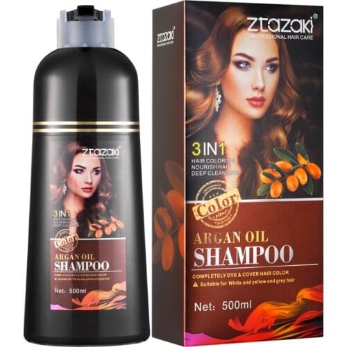 ZtaZaki 500ml Natural Permanent Organic Color Dying Long Lasting Fast Hair Dye Shampoo For Women Covering White Hair