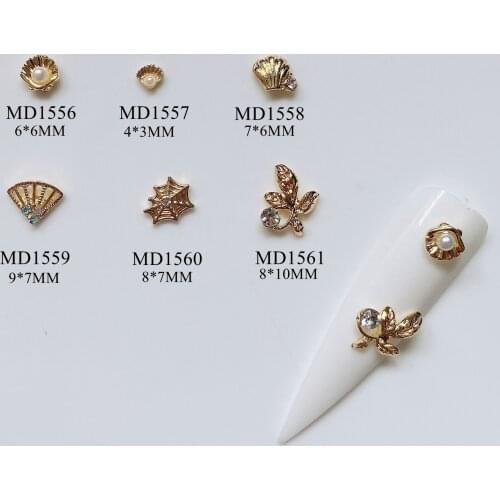10pcs Fancy Shell Fan Spider-Web Leaf Design Deco Metal Charms Metal Deco Charms Nail Art