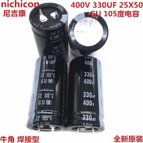 2PCS/10PCS 330uf 400v Nichicon GG/GU 25x50mm 400V330uF Snap-in PSU Capacitor