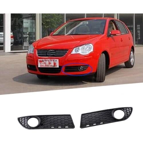 2Pcs/Set ABS Front Fog light Hood Foglamp Honeycomb Grill Trim Frame Cover for VW Polo MK4 9N3 2005 - 2009 Facelift