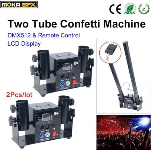 2pcs/lot Beautiful 2 head electric confetti tube/confetti cannon launcher/shooter for venues, theatre disco
