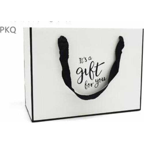 20pcs Large White Paper Gift Bag With Handle Present Box For Pajamas Clothes Books Packaging Kraft Paper Gift Bag