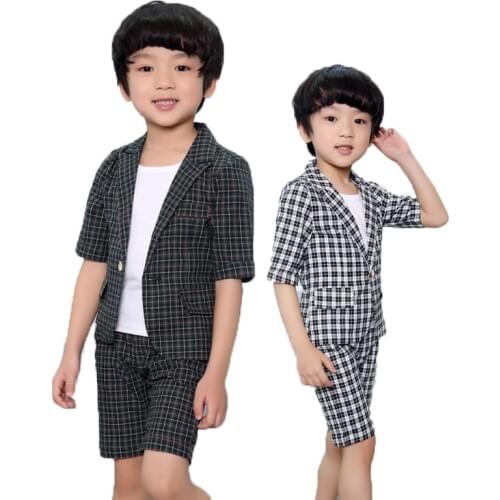 2020 Brand Kids Birthday Dress Formal Suits For Boys Gentleman Plaid Clothing Blazer Vest Pant Wedding Party Wear Costumes F12