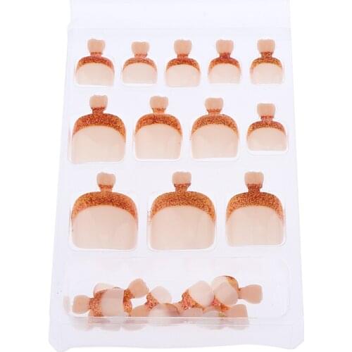 24 Pieces Full Cover False Fake Nail Toes Toenail Artificial Design Nail Art Tips Woman Girl Elegant