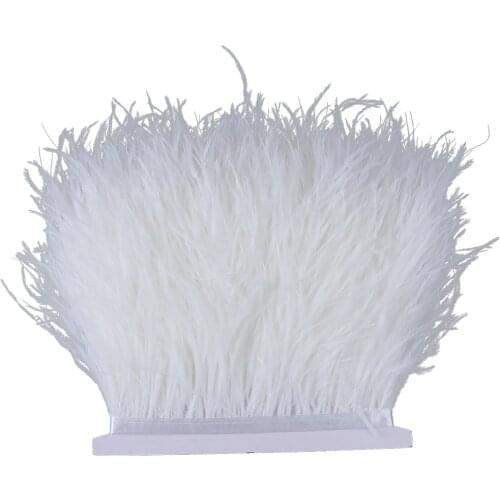 53color 10yard Natural Ostrich Feather Trim 10-15cm White Ostrich feathers on Ribbon Dress Clothing Decoration Sewing Crafts