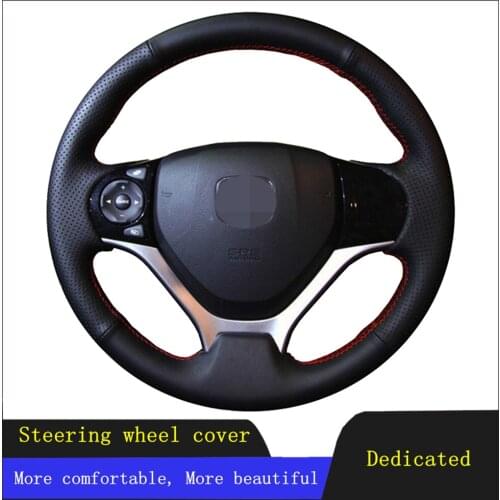 Car Products DIY Car Accessories Steering Wheel Cover Black Artificial Leather For Honda Civic Civic 9 2012 2013 2014 2015