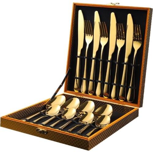 Household kitchen stainless steel tableware four-piece set Jinge gift box Western food knife, fork and spoon 24-piece set