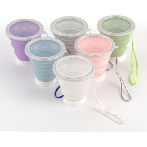 1 Piece 320ML Silicone Travel Cup Collapsible Coffee Cups Candy Color Folding Tea Cup With Dustproof Cover Outdoor Sports Copos