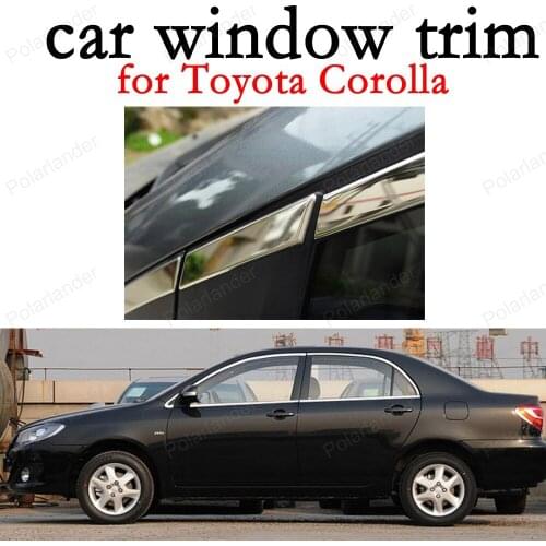 Window Trim Decoration Strips Stainless Steel Car Exterior Accessories for Toyota Corolla without column