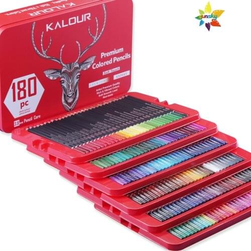 KALOUR 180 Colored Pencil Set for Adults,3.8mm Rich Pigment Soft Core,12 Metallic Color Pencil,Ideal for Shading Blending