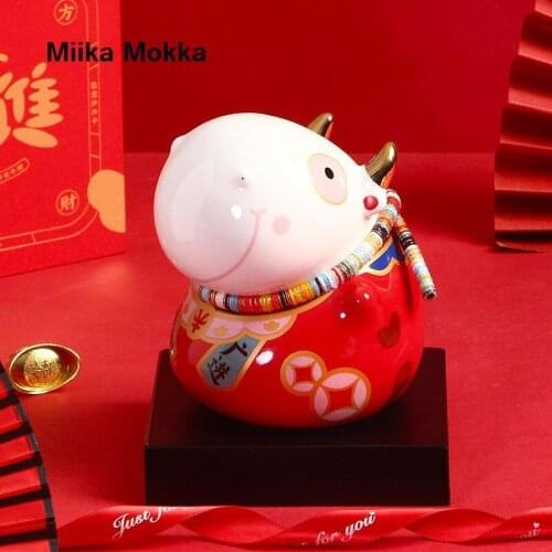 Ceramic Small Piggy Bank Money Boxes Storage Traditional Chinese Style Home Decor Candy Jar Children Piggy Money Bank